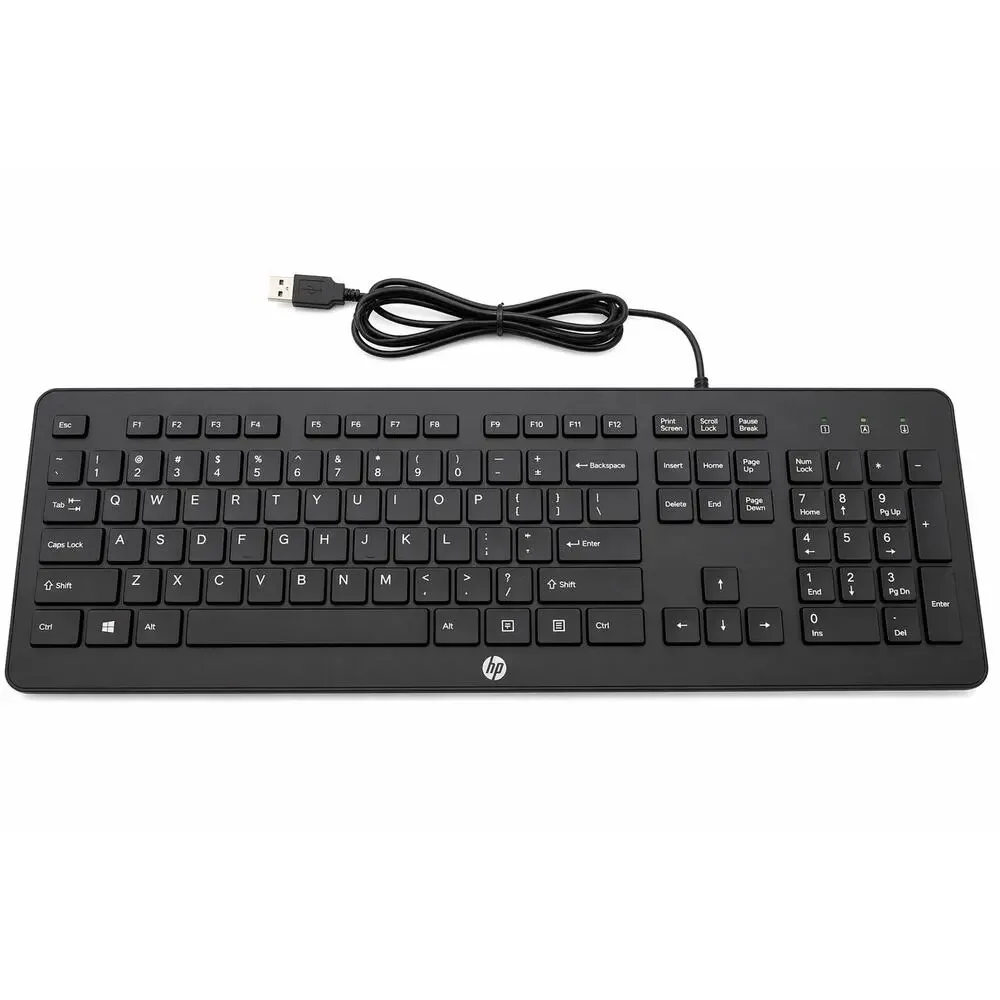HP Slim Wired USB Keyboard KU-1469 Black Full Size Tested Working